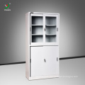 Office furniture KD structure sliding door steel file cabinet with glass doors